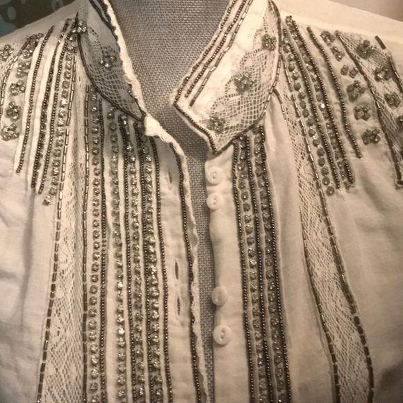 Anthropologie beaded white blouse - Picture 3 of 5